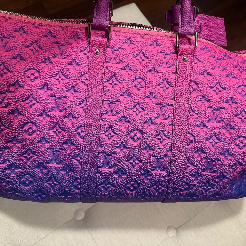 Taurillon Illusion Keepall Bandouliere 50 Bleu Rose